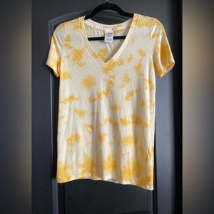 PINK V-neck shirt- yellow